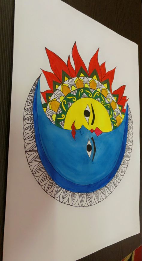 This is one of the traditional painting of India (tried this for the first time) easy madhubani painting for beginers Easy Madhubani Art For Beginners, Madhubani Painting Easy, Madhubani Art Easy, Easy Madhubani Painting, Madhubani Paintings Traditional, Traditional Madhubani Art, Father's Day Drawings, Mithila Art, Boho Art Drawings