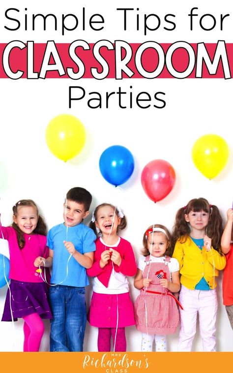 Use these tips for a simple and stress-free classroom party that everyone will enjoy! Parties don't have to be overwhelming. Students will have fun no matter what the food, games, and decorations are! #teachertips #classroommanagement Classroom Parties Ideas, Fun Classroom Party Ideas, Grade Party Ideas, Classroom Party Sign Up Sheet, Class Chants Classroom Management, Classroom Management Songs, Simple Classroom, Clean Classroom, Food Games