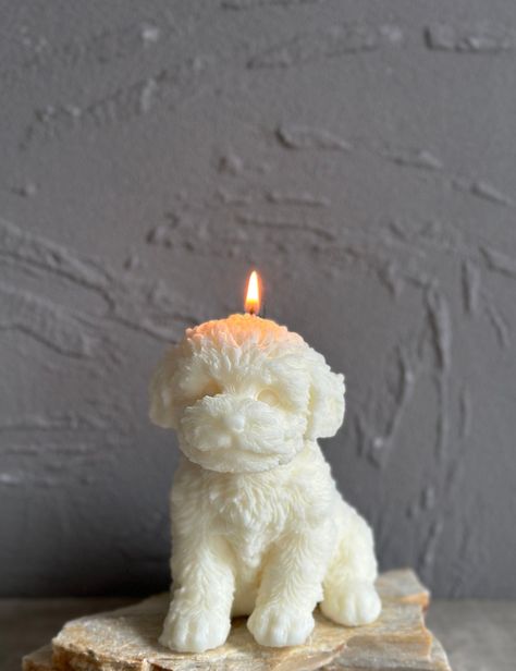 "Teddy Dog Candle, Poodle, Goldendoodle, Soy Wax Candle, Pet Lovers, Dog Lovers, Cute Fun Puppy Shaped Gift, Dog Mom, Home Decor We cannot guarantee for irregularly shaped candles, each one will be fully burned. The perfect gift for the Cat Lover in your life! Also are the perfect gift ideas for \"Birthday Gift\" \" Holiday Gift\", \"Thank You\", \"Congrats\", \"Wedding Gift\" or gifts for any occasion. Our candles are made from 100% natural soy wax and bee wax. We use certified organic essentia Congrats Wedding, Mom Home Decor, Dog Candle, Animal Candles, Shaped Candles, Bee Wax, Candle Picture, Diy Candles Scented, Teddy Dog