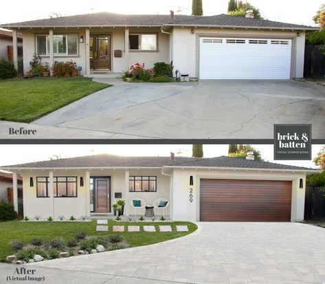 13 Before & After Swoon Worthy House Makeovers | Blog | brick&batten Stucco Exterior Makeover, Stucco Exterior Colors, Stucco Houses, Stucco House Colors, Stucco Colors, Ranch House Exterior, Exterior House Remodel, House Makeovers, Rock House