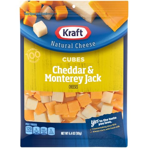 Cubes - Kraft Natural Cheese How To Cube Cheese, 5 Cheese Krack N Cheese Recipe, Charcuterie Board With Cube Cheese, Cheese And Nuts Snack Pack, Cheese Packaging, Savory Cheese, Natural Cheese, Road Trip Snacks, Cheese Cubes