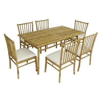 Bamboo Dining Chairs, Bamboo Chairs, Outdoor Deck Furniture, Bamboo Table, Bamboo Chair, Best Outdoor Furniture, Bamboo Furniture, 7 Piece Dining Set, Wood Table Top