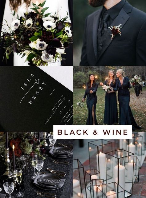 Black And Wine Wedding, Dark Wedding Theme, Black And White Wedding Theme, Fall Wedding Ideas, Halloween Themed Wedding, Wedding Theme Inspiration, Theme Inspiration, White Wedding Theme, Chic Halloween