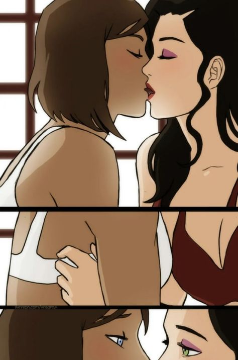 Korra And Asami Love, Kora And Asami, Fem Lesbian, Korra Comic, Korra And Asami, Korra X Asami, Asami Sato, Disney Characters Wallpaper, Rwby Comic