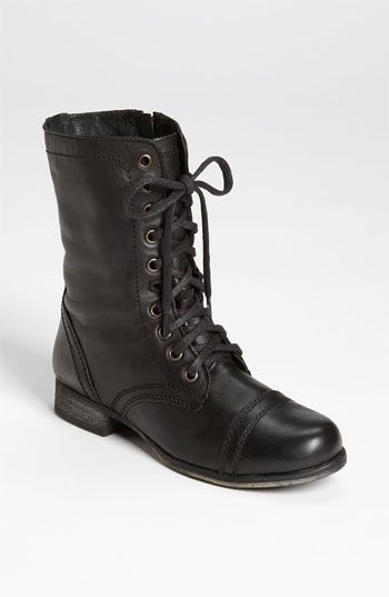 Steve Madden 'Troopa' Boot | Nordstrom | $100 Steve Madden Troopa Boots, Cap Toe Boots, Fashionable Shoes, Lace Up Combat Boots, Virtual Closet, Black Leather Boots, Shoes Shoes, Steve Madden Shoes, Lace Up Boots