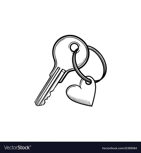 Heart Key Tattoo, Key Drawing, Monochrome Sketch, Lock Tattoo, Key Drawings, Key Tattoo, Heart Illustration, Heart Drawing, Sketch Style