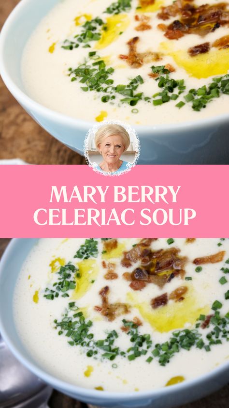 Mary Berry Celeriac Soup Celtic Cooking, Mary Berry Cooks, Celeriac Soup Recipes, Celeriac Soup, Berry Soup, Quince Recipes, Celeriac Recipes, Fennel Soup, Mary Berry Recipe