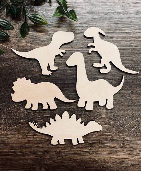 Pets Laser Cut Scroll Saw Dinosaur Patterns, Dinosaur Cut Outs, Dinosaur Shapes, Dinosaur Craft, Wooden Dinosaur, Shapes Wall Art, Poplar Plywood, Dinosaur Wall Art, Custom Pet Tags