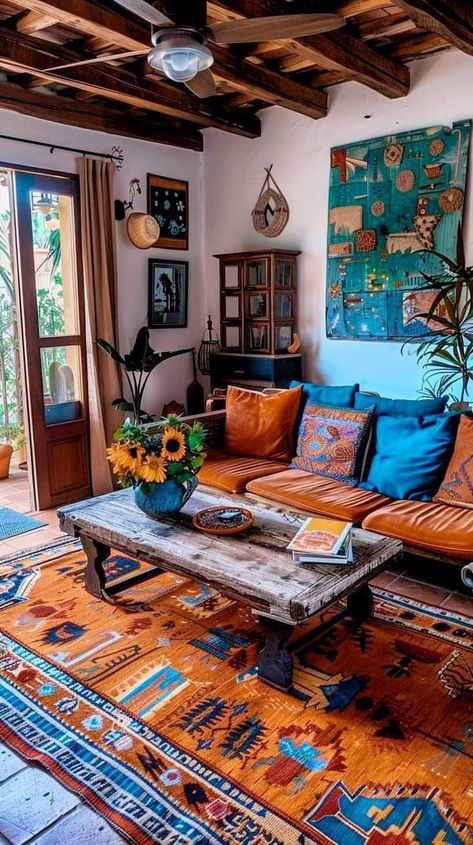 Mexican Living Room Decor Hacienda Style, Mexican Hacienda Decor, Mexican Living Room, Hacienda Decor, Hacienda Homes, Ethnic Home Decor, Mexican Home Decor, Mexican Home, Mexican Decor