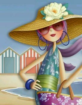 Nina de San (108 pieces) Beach Art, Whimsical Art, Cute Illustration, Fashion Illustration, Fashion Art, Cute Art, Decoupage, Aurora Sleeping Beauty, A Woman