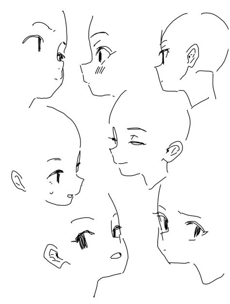 Peeking Drawing Reference, Heads To Draw, Face Ref Drawing, How To Draw The Head, 0.5 Drawing, How I Draw Heads, Base Refrences, Art Reference Anatomy, 3/4 Face