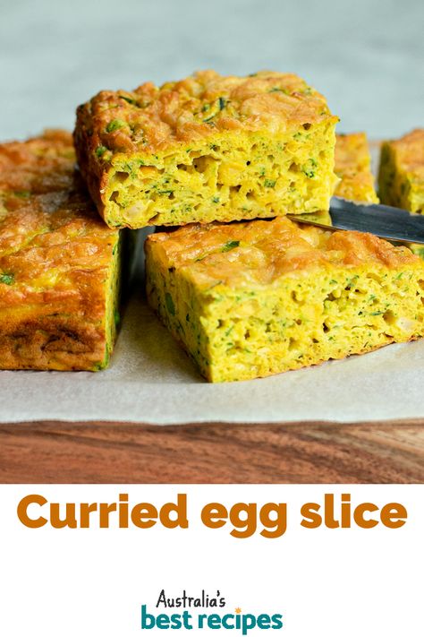 Savoury Egg Recipes, Savory Slices Recipes, Savoury Slices Recipes, Curried Eggs Recipes, Breakfast Slice, Curried Eggs, Recipes Using Eggs, Vegetable Bake Recipes, Savoury Slice