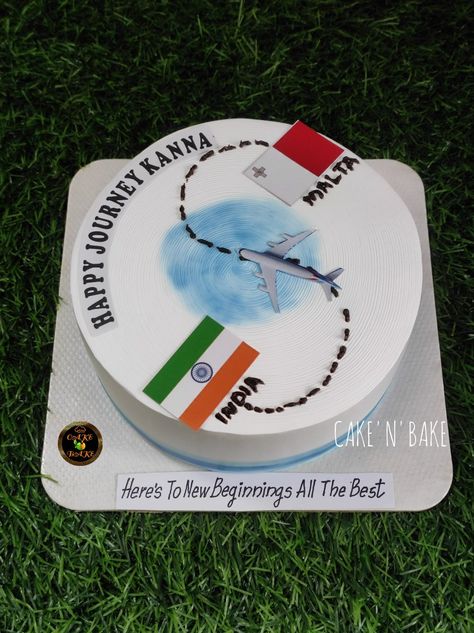 Cakes For Canada Going, Traveling Theme Cake, Welcome Back Cake Travel, Journey Cake Design, Travel Cake Ideas For Men, Safe Journey Cake, Happy Journey Cake Ideas, Happy Journey Cake, Farewell Cake Designs