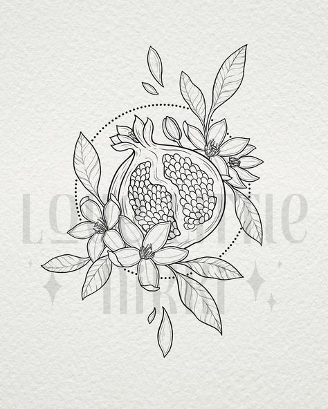 Pomegranate And Narcissus Tattoo, Symbols Of Fertility, Greek Mythology Tattoos Persephone, Pomegranate Line Art, Persephone Altar Ideas, Persephone Art Drawing, Persephone Art Goddesses, Greek Goddess Tattoo Persephone, Persephone Tattoo Symbols