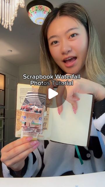 Waterfall Craft, Photo Waterfall Scrapbook, Waterfall Paper Craft, Waterfall Scrapbook Layout, How To Make A Waterfall Card, Waterfall Card Tutorial, 4 Photo Scrapbook Layout, Waterfall Cards Tutorial Step By Step, Birthday Scrapbook Ideas For Best Friend