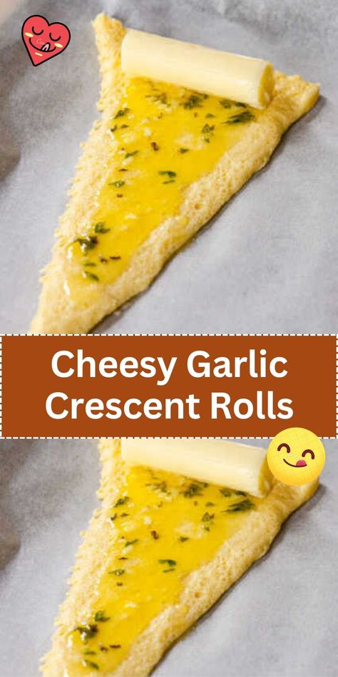 Add cheesy goodness to your dinner table with our Cheesy Garlic Crescent Rolls. A simple and tasty bread option. Cheesy Garlic Crescent Rolls 12 Tomatoes, Crescent Roll Garlic Cheese Bread, Cheesy Garlic Crinkle Pie, Easy Crescent Roll Appetizers, Crescent Roll Ideas, Cheesy Garlic Crescent Rolls, Recipes With Crescent Rolls, Garlic Crescent Rolls, Crescent Rolls Recipes