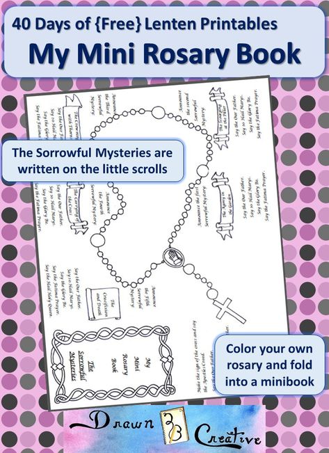 Sorrowful Mysteries Mini Rosary book Easter Kids Crafts, Sorrowful Mysteries, Childrens Prayer, Christian Ideas, Catholic Homeschool, Mini Rosaries, Pray The Rosary, Mysteries Of The World, Liturgical Year