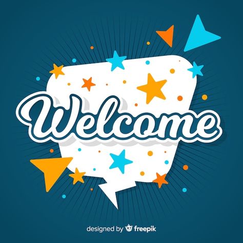 Modern welcome composition with flat des... | Premium Vector #Freepik #vector #welcome-design #welcome #colorful-font #lettering Welcome Banner Design, Welcome Banner Printable, Pennant Banner Template, Shapes Template, Welcome Back Banner, Welcome Template, Welcome Home Banners, Welcome Images, Website Banner Design