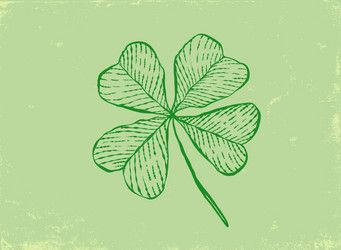 Vintage Four Leaf Clover Illustration, Four Leaf Clover Drawing Simple, 4 Leaf Clover Design, 4 Leaf Clover Illustration, Four Leaf Clover Doodle, White Clover Tattoo, Tattoo Four Leaf Clover, 4 Leaf Clover Drawing, Four Leaf Clover Aesthetic