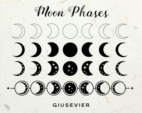 Moon Phases Svg, Moon Phases Tattoo, Constellation Art, Moon Svg, Moon Cycle, Star Svg, Classy Tattoos, Moon Cycles, Zentangle Drawings