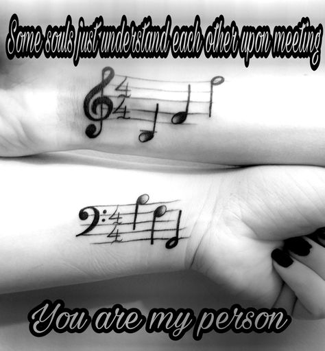 Best friend tattoo bff music Friend Tattoos Aesthetic, Soulmate Tattoo, Best Friend Tattoo, Tattoos Aesthetic, Couples Tattoos, Music Tattoo Designs, You Are My Person, Music Tattoo, Best Friend Tattoos