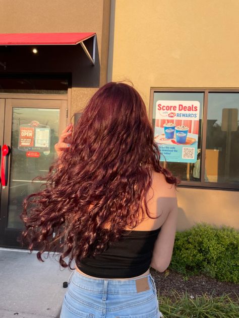 Long Wavy Red Hair Natural, Strawberry Brown Hair Curly, Red 2c Hair, Deep Cherry Red Hair Curly, Deep Red Hair Curly, Cherry Coke Hair Curly, Dark Red Hair On Curly Hair, Cherry Red Wavy Hair, Curly Brown Red Hair