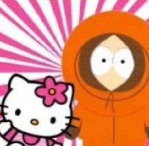 Kenny And Hello Kitty, Southpark Hello Kitty, Hello Kitty And South Park, Kenny South Park Icon, Kenny South Park Pfp, South Park Hello Kitty, South Park Pfps, South Park Nails, South Park Random