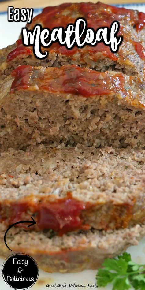 Easy Meatloaf Recipe is super easy, delicious, full of flavor and makes great meatloaf sandwiches. #meatloafrecipe ##groundbeefrecipes #greatgrubdelicioustreats Sausage Meatloaf, Tasty Meatloaf Recipe, Crockpot Meatloaf Recipes, Crockpot Meatloaf, Bbq Meatloaf, Delicious Meatloaf, Beef Meatloaf, Best Meatloaf, Paleo Crockpot