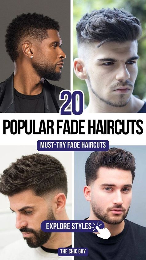 20 Fade Haircuts to Upgrade Your Style in 2024 Men Burst Fade Haircut, Medium Skin Fade Haircut Men, White Man Fade Haircut, Boys Drop Fade Haircut, Low Taper Fade Undercut, Low Taper Fade Messy Top, Men Modern Haircut, Classic Fade Haircut Men's, Barbershop Haircuts Men