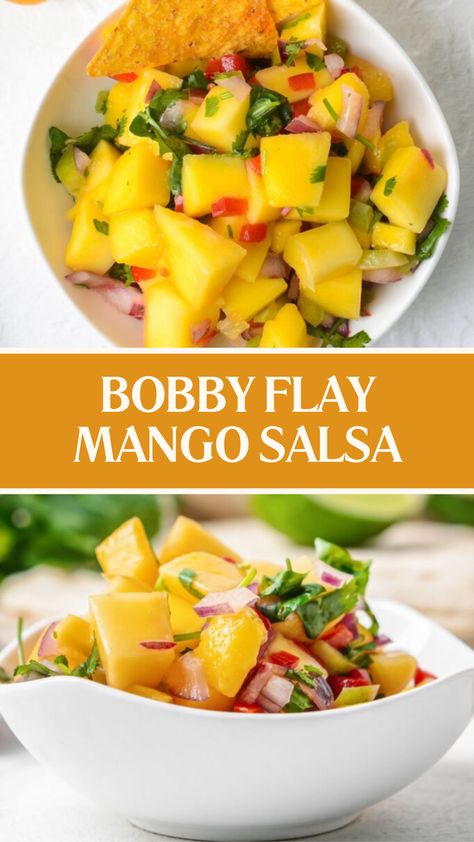 Bobby Flay Mango Salsa White Fish With Mango Salsa, Mango Cilantro Salsa, Mango Salsa Recipe Easy, Mango Salsa Recipe Fish, Mango Jalapeno Salsa, Fresh Mango Salsa Recipe, Mango Salsa Recipe, Fresh Mango Salsa, Bobby Flay Recipes