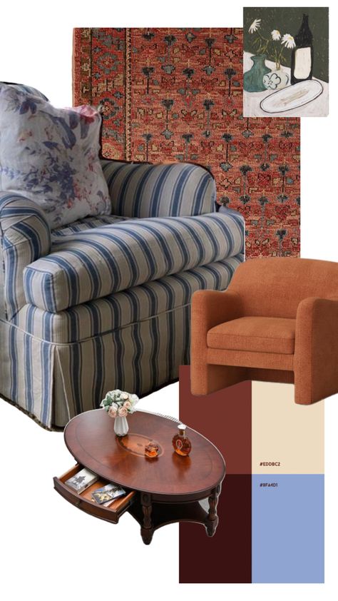 Blue and rust colors for a living room Blue And Brown Living Room, Brown And Blue Living Room, Living Room Warm, Brown Living Room, Blue Sofa, Blue Living Room, Green Interiors, A Living Room, Couches Living Room