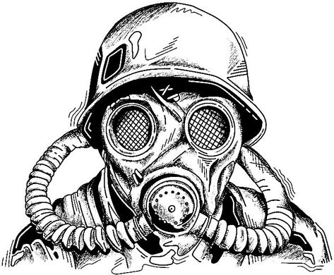 Gas Mask Drawing, Gas Mask Tattoo, Army Art, Xmas Drawing, Mask Guy, Gas Mask Art, Scary Drawings, Skull Coloring Pages, Mask Drawing