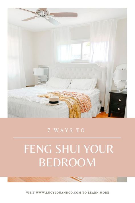 How to Feng Shui Your Bedroom.  Sharing 7 ways to easily feng shui your bedroom.  Including the best feng shui colors, where to place your bed and mirrors. Feng Shui Bedroom Layout, Rock Bedroom, Feng Shui Your Bedroom, Feng Shui Colors, Bed Placement, Decorative Bathroom Mirrors, Feng Shui Rules, Feng Shui Bedroom, Feng Shui Tips