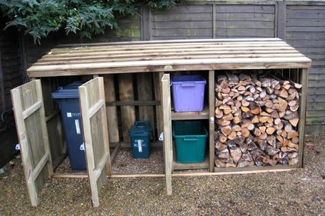 Wheelie Bin And Log Storage – A Website For All The Ideas You Will Ever Need Wood Shed Plans, Log Store, Bin Store, Wood Store, Storage Shed Plans, Firewood Storage, Wood Shed, Patio Interior, Building A Shed