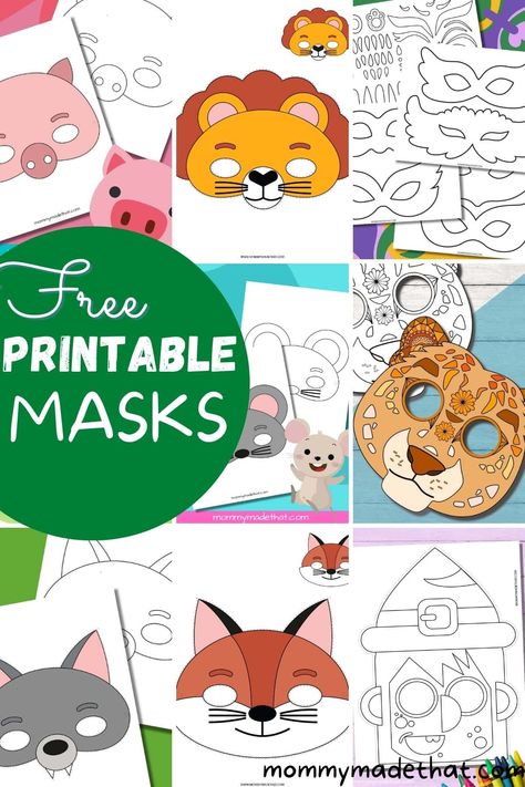 Printable Masks For Kids Free, Paper Mask Template Free Printable, Masks Template, Animal Masks Craft, Masquerade Mask Template, Animal Masks Diy, Animal Mask Templates, Diy Masquerade Mask, Pokemon Masks