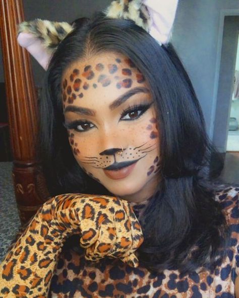 Leopard Cat Costume, Diy Leopard Costume Women, Cheetah Halloween Costume Women, Cheetah Costume Halloween, Cheetah Halloween Costume College, Cheetah Costume Women, Cat Makeup Halloween Pretty, Panther Halloween Costume, Cosmetology Nails