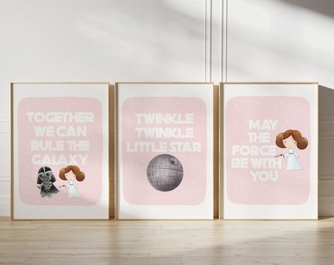 Etsy :: Your place to buy and sell all things handmade Princess Leia Nursery, Star Wars Nursery Ideas, Star Wars Nursery Art, Star Wars Baby Room, Star Wars Wall Decal, Room Watercolor, Star Wars Nursery, Star Wars Wall Art, Prints Bedroom