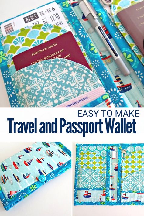 Family Travel and Passport Wallet – Sewing With Scraps Passport Holder Diy Sewing, Diy Passport Holder, Passport Holder Pattern, Sewing With Scraps, Wallet Pattern Free, Family Passport Holder, Travel Document Holder, Quick Projects, Wallet Sewing Pattern