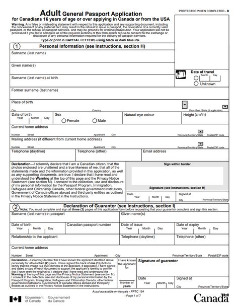 Fillable Form Canadian Passport Application Form - Adult Usa Visa Approved, Canada Passport, Open Passport, Passport Application Form, Canada Work, Passport Information, Passport Renewal, Getting A Passport, Canadian Passport