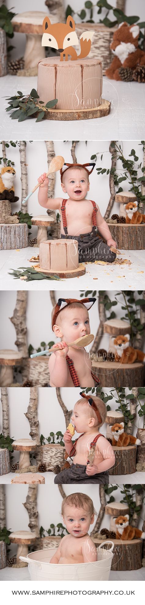 Woodsy Smash Cake, Woodland First Birthday Photo Shoot, Woodlands Cake Smash, Woodland Creature Smash Cake, Woodland One Year Old Photoshoot, Woodland Cake Smash, Diy Smash Cake, Birthday Cupcakes Boy, Boy Shower Themes