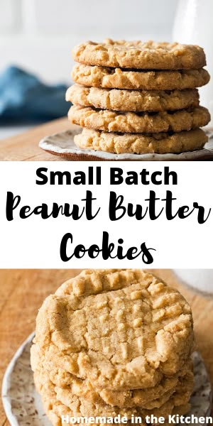 Small Batch Peanut Butter Cookies, Small Batch Cookie Recipe, Small Batch Cookies, Small Batch Baking, Dessert For Two, Peanut Butter Cookie Recipe, Small Desserts, Homemade Cookies, Peanut Butter Cookies