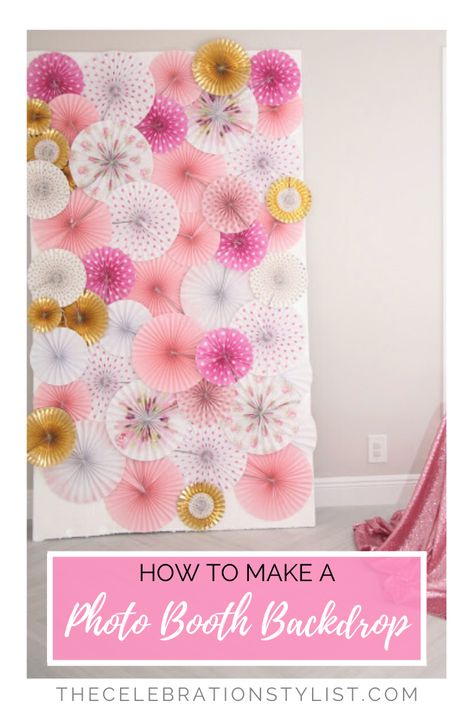 Create a photo booth backdrop for your next party! Get the DIY directions - The Celebration Stylist How To Make Backdrop, Diy Photo Booth Backdrop, Photography Backdrops Diy, Diy Photo Backdrop, Booth Backdrops, Background Diy, Diy Photo Booth, Minnie Mouse Birthday Party, Diy Valentines Crafts