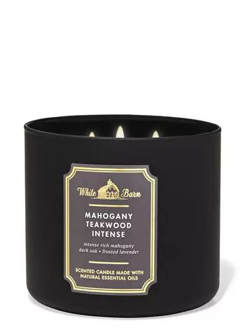 Mahogany Teakwood Intense 3-Wick Candle - White Barn | Bath & Body Works Mahogany Teakwood, Bath & Body Works, Candle Making Wax, Lavender Scented Candle, Fragrance Ingredients, Aromatherapy Gifts, Bath Candles, 3 Wick Candles, Lavender Scent