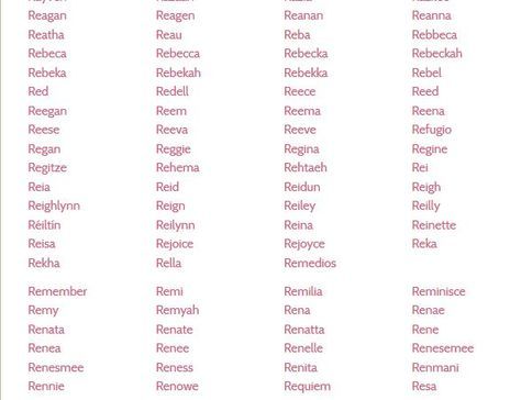 Female names that begin with "R". R Baby Names, R Girl Names, Strong Baby Girl Names, Baby Boy Names Strong, Uncommon Girl Names, Old Fashioned Names, Middle Names For Girls, Meaningful Baby Names