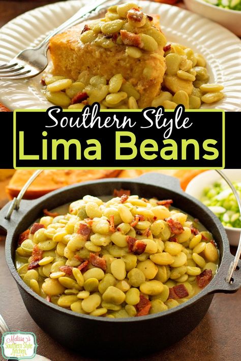 This easy Lima Beans Recipe will take you from weekday family meals to holiday gatherings #limabeans #butterbeans #howtomakelimabeans #thanksgivingsidedishes #beans #beanrecipes #babylimabeansrecipe #frozenlimabeans via @melissasssk Southern Style Lima Beans, Lima Beans Recipe Southern, Lima Beans In Crockpot, Lima Beans Recipe, Lima Beans And Ham, Cooking Lima Beans, Lima Bean Recipes, Butter Beans Recipe, Beans In Crockpot