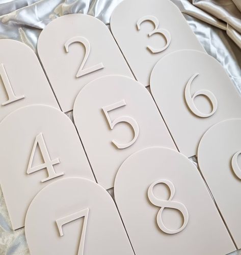 Wedding Inspiration Neutral, Arch Signage, Modern Wedding Arch, Table Sign Wedding, Wedding Numbers, Wedding Table Number, Neutral Wedding, Minimal Wedding, Table Sign