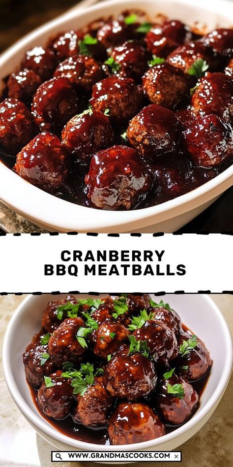 These cranberry BBQ meatballs are sweet, tangy, and incredibly easy to make. Perfect for holiday gatherings or game day! Cranberry Bbq Meatballs, Christmas Meatballs, Holiday Meatballs, Cocktail Meatball Recipes, Bbq Meatball Recipe, Cranberry Meatballs, Bbq Meatballs, Appetizer Meatballs, Crock Pot Meatballs