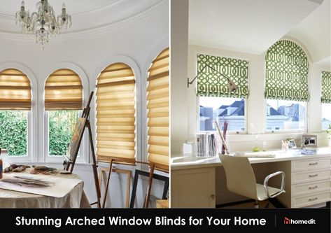 10 Stunning Arched Window Blinds for Your Home Blinds For Arched Windows, Arched Window Coverings, Curved Windows, Types Of Blinds, Window Roller Shades, White Blinds, Best Blinds, Shaped Windows, Motorized Blinds