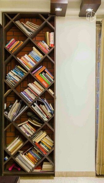 Contemporary book shelf Books Almirah Design, Book Cupboard Design, Indian Bookshelf, Almirah Design, Living Room Indian, Wooden Almirah, Almirah Designs, Meja Tv, Contemporary Shelving