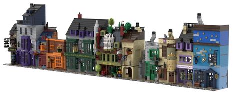 Diagon Alley: Noltie's Botanical Novelties and the Apothecary from BrickLink Studio Lego Harry Potter Moc, Harry Potter Lego Sets, Lego Halloween, Leaky Cauldron, Lego Display, Lego Diy, Halloween Village, Diagon Alley, Lego Harry Potter